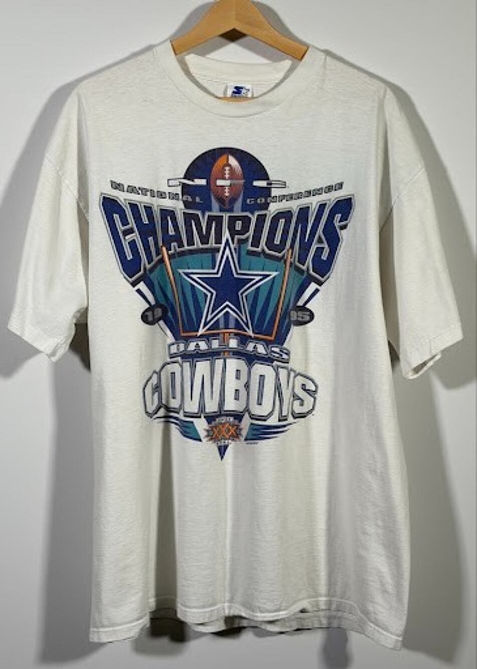 Vintage 1995 Dallas Cowboys NFC Champions T Shirt XL Starter Made in USA 90s